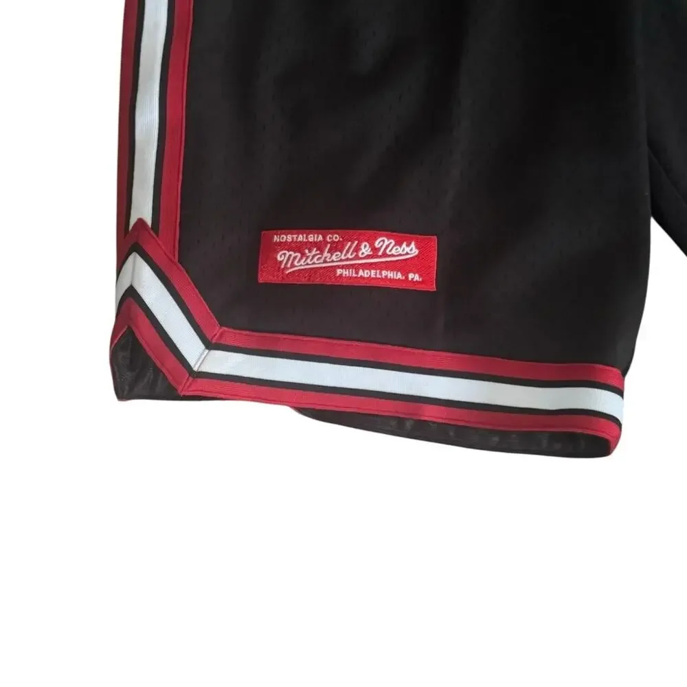 NWT! Mitchell & Ness Branded M&N Box Logo Mesh Short Black Red- Size Small